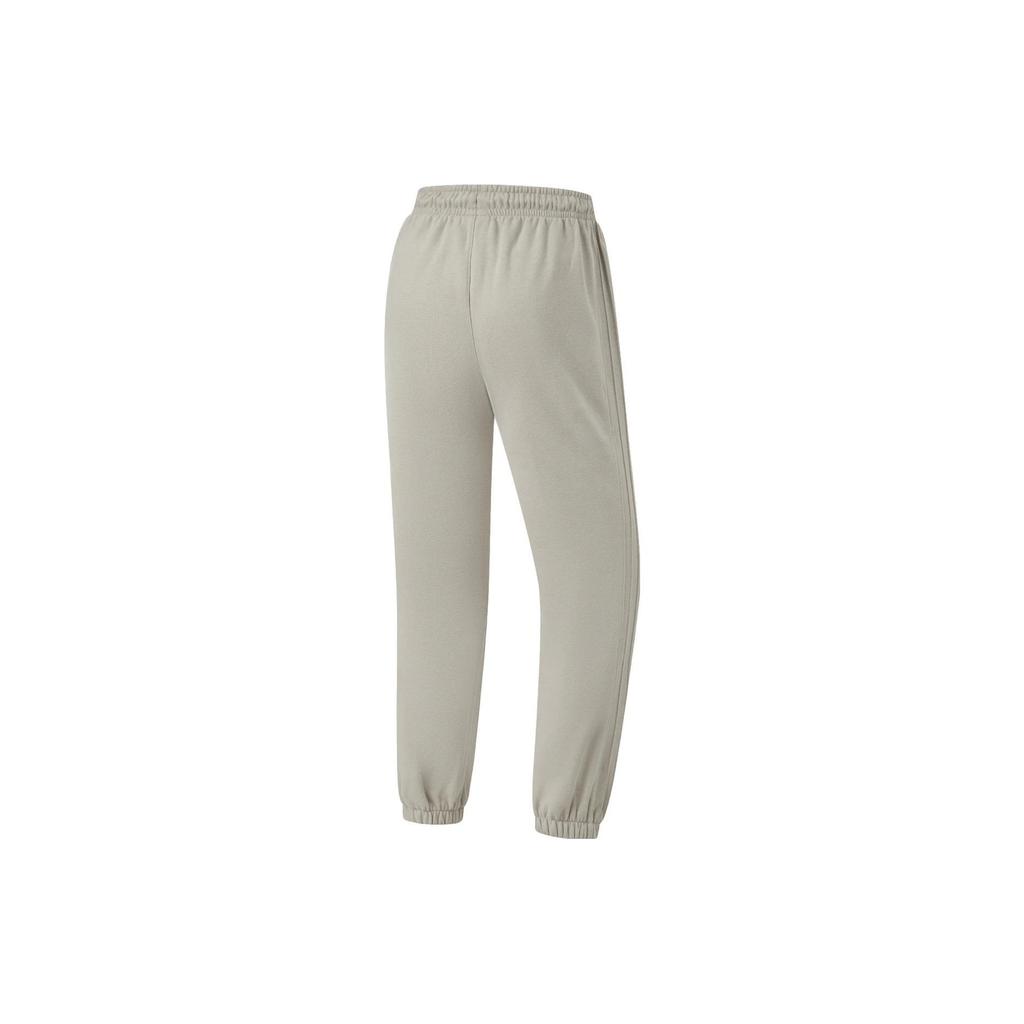 Li Ning Fitness Series Solid Color Fleece Lined Warm Loose Knit Sports Pants Women Bottoms Stone-Grey AKLT802-3
