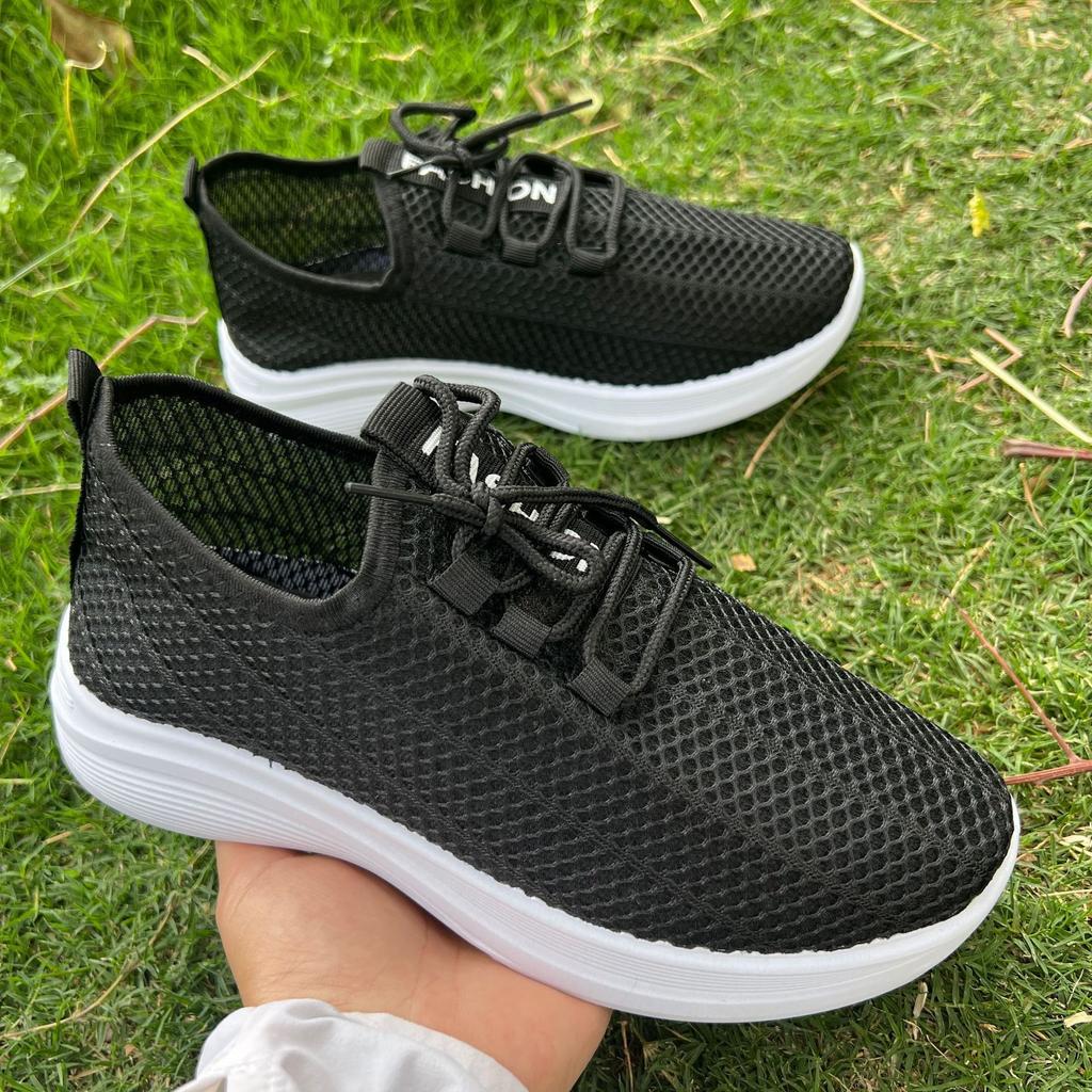 Sommer Mesh atmungsaktive Sneaker modische flachbodige Sommer Mesh Schuhe leichte und bequeme Damenschuhe weichsohlige Laufschuhe