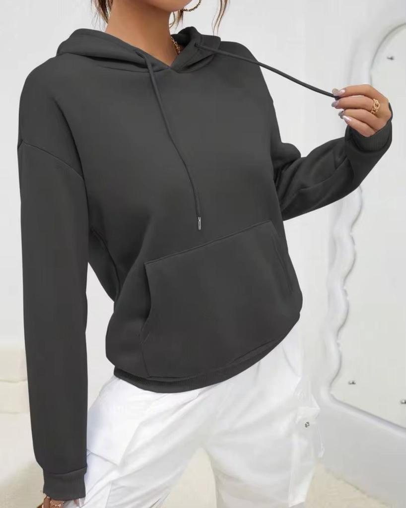 Autumn/Winter Women's Loose Slimming Casual Solid Color Sweatshirt - Trendy Fashion Top