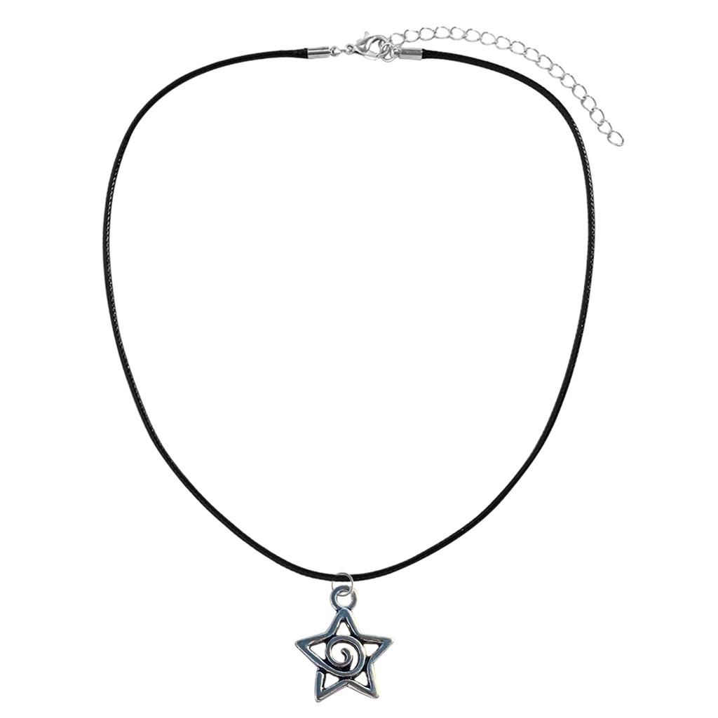 Silver Swirl Star Pendant Necklace Adjustable Length Clavicle Chains Fashionable Punk Collarbone Chain Jewelry for Women
