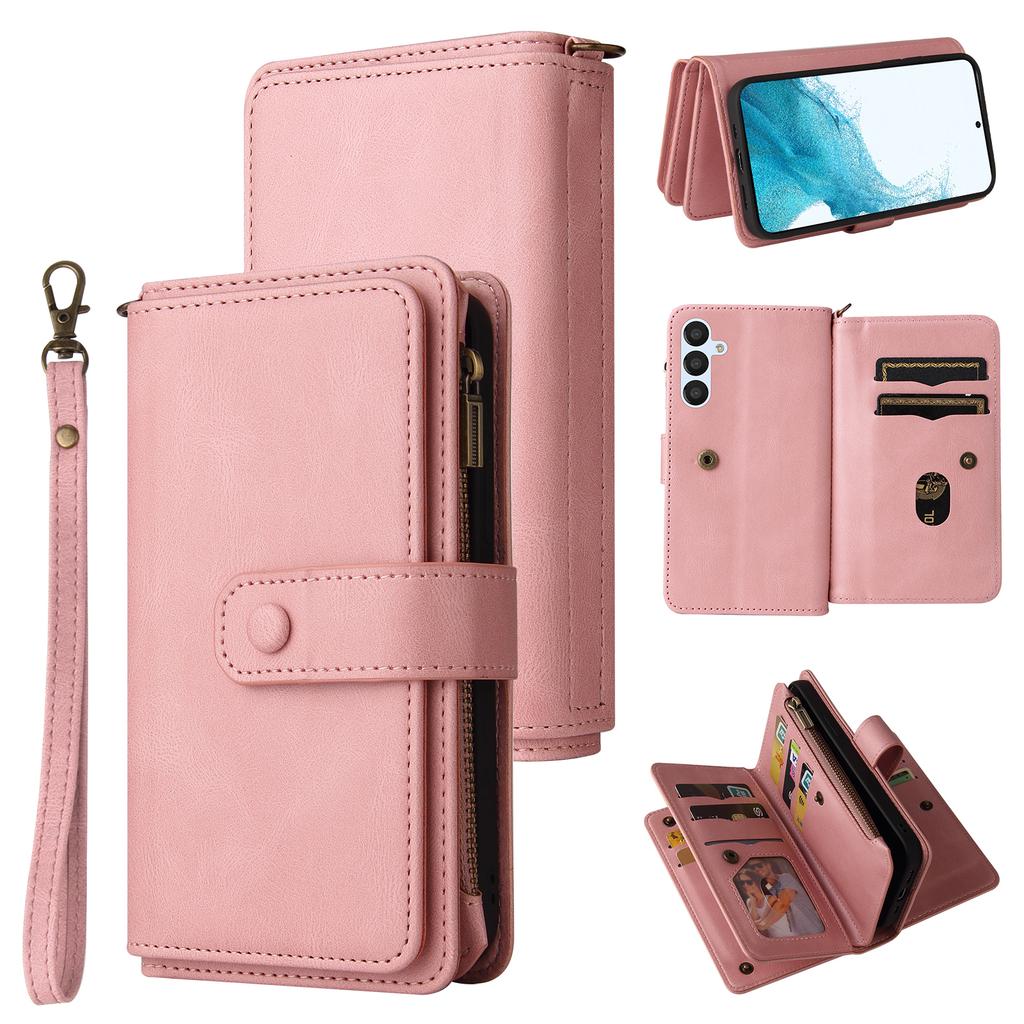 For Samsung Galaxy A54 5G Zipper Wallet Case with 15 Card Slots and Strap Leather Phone Cover