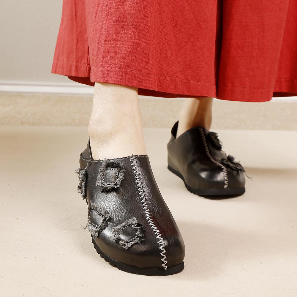 Johnature Hakiki Deri Kadın Ayakkabıları Yüksek Kalite Tam Deri Mokasen Çok Yönlü Düz Dört Mevsim Ayakkabı