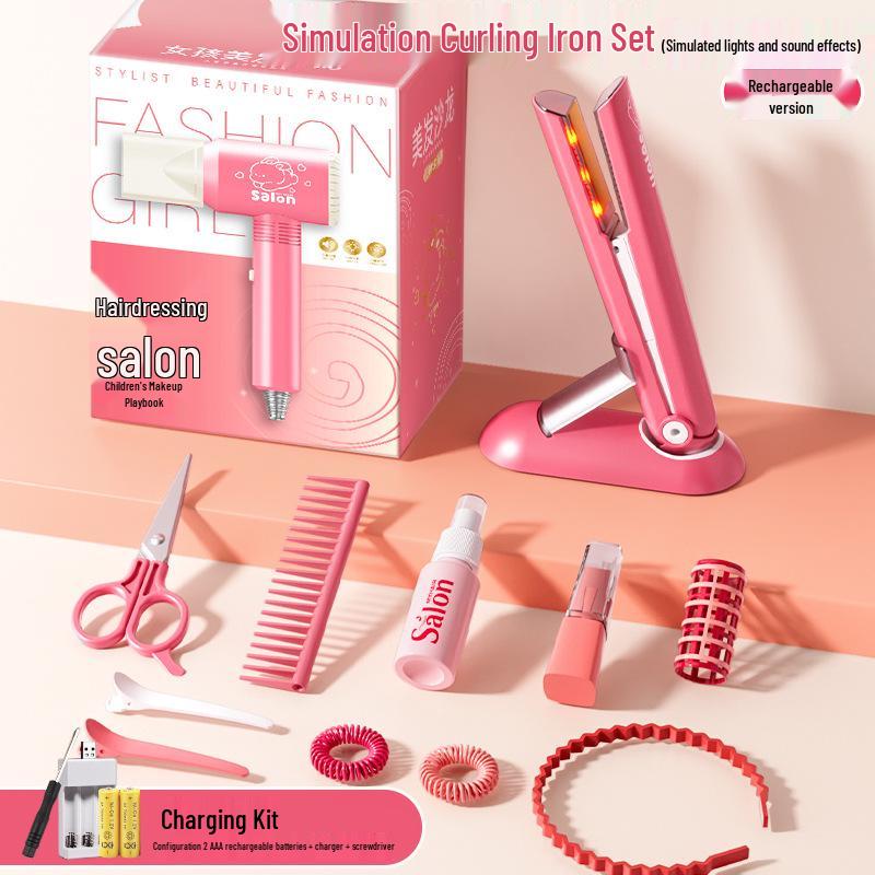 Children's Hairdresser Toy Set: Comb, Straightener & Curling Iron for Girls – Perfect Birthday Gift