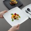 High Quality Matte Dinner Plates, Square Dishes, Black White Ceramic Plate, Household Tableware, Retro Grilled Meat Dish, 9 In.