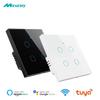 Melery Smart WiFi Switch EU Touch-Lichtschalter, Glasplatte mit/ohne Neutralleiter-Fernbedienung von Alexa Google Home, 1/2/3/4-Gang.