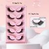 Europäischer und amerikanischer Stil 5 Paar Fuchsstil schräg fliegende künstliche Wimpern, natürlicher schwarzer Stiel Katzenaugen künstliche Wimpern