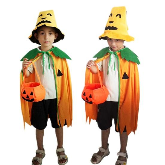 Yousheng děti Halloween kostým Šněrovací Cape Dýně Candy Kabelka Kreslený Topper Hat Cosplay Performance Halloween Party Oblečení
