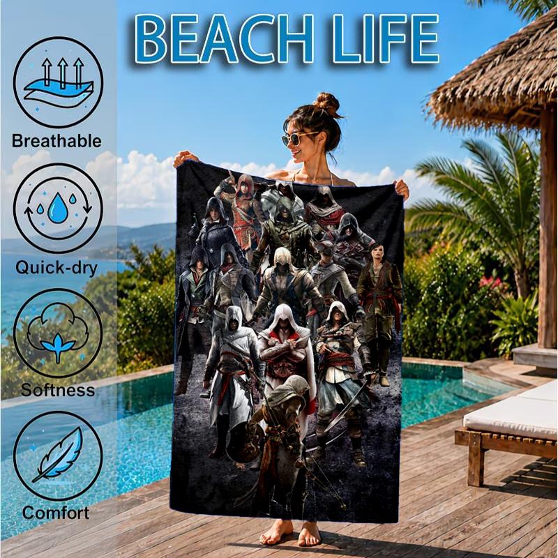 Assass Warrior Beach Towel, Microfiber Beach Towel, Perfect For Pool, Beach, Travel, Home Decor Beach Party Fan gifts
