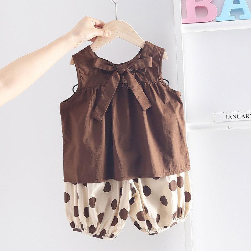 Girls Summer Fashion Sleeveless Vest And Shorts Two Piece Set Baby Casual Sports Outfit For Kids