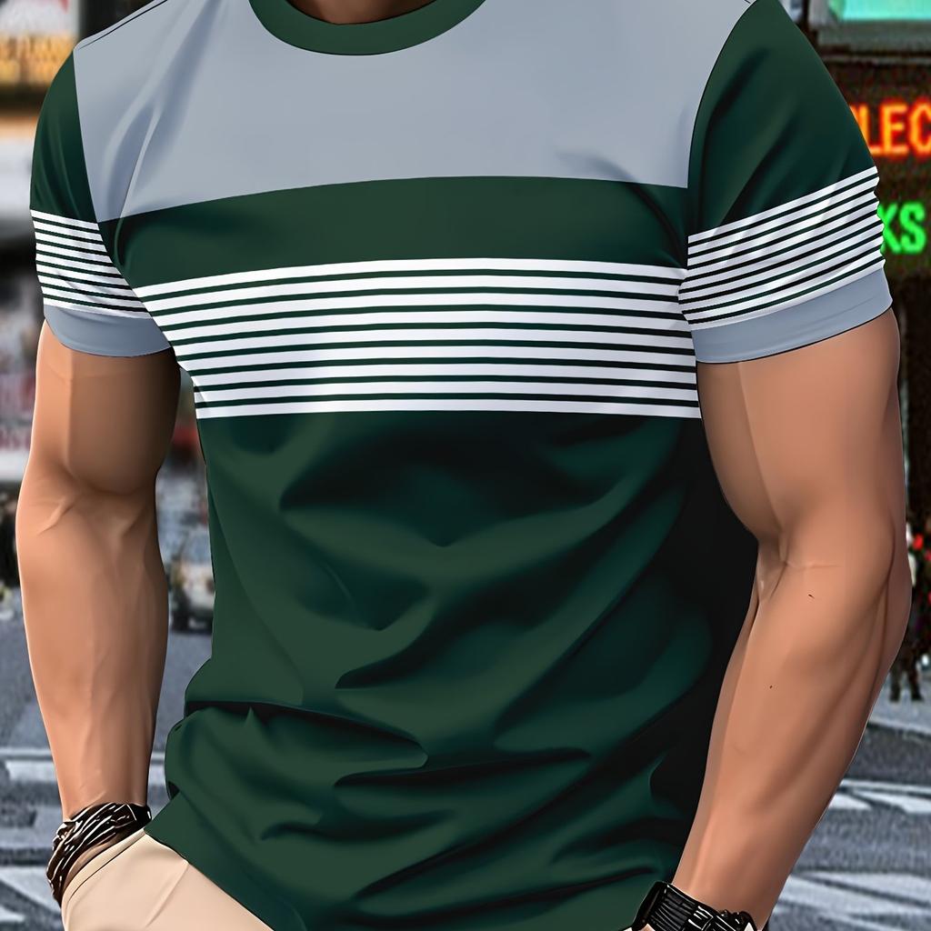 Oversized T-shirt Men and Kids' T Shirt Summer Fashion Casual Round Neck Short Sleeve Top Striped Printed Men's Clothing T-shirt