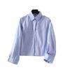 Japanese 1116 Spring New Women's Cotton Striped Short Shirt Long Sleeve Air Conditioning Shirt 179678 181181