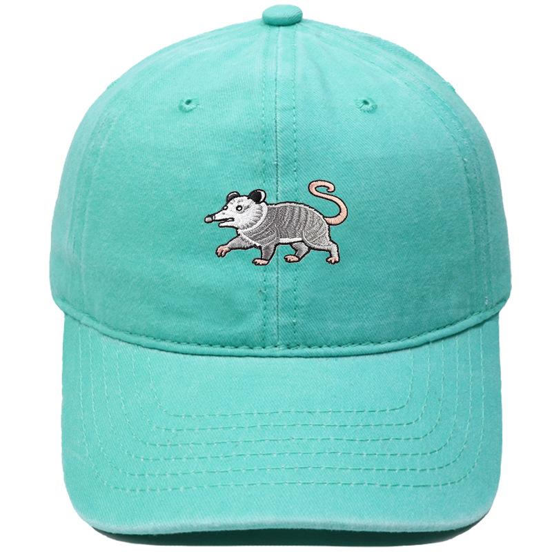 New cartoon possum embroidered baseball cap washed retro dad hat personalized men's and women's leisure sports hat