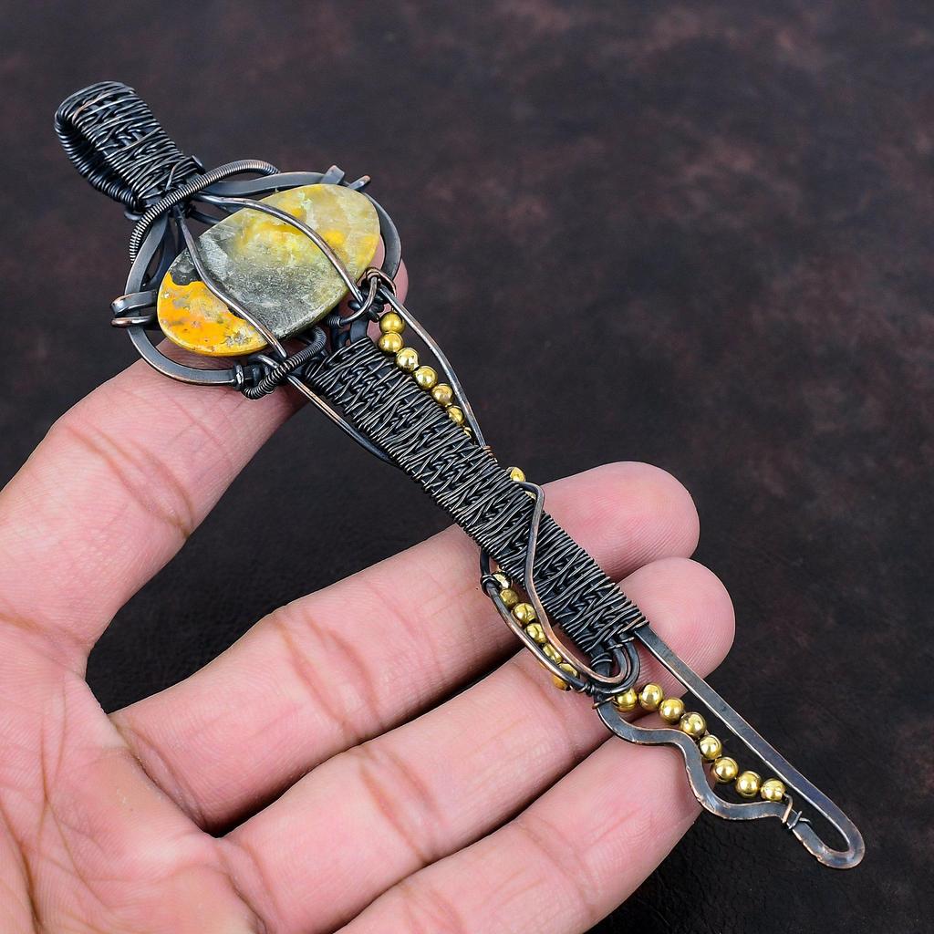 Bumble Bee Jasper Pendant Copper Wire Wrapped Pendant Handmade Jewelry Key Pendant Natural Gemstone Pendant Copper Jewelry Anniversary Gifts