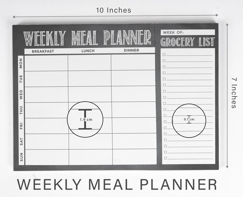 Inkdotpot Weekly Meal Planner Notepad 7"x10 , "Kitchen Menu" Magnetic Meal Planning Pad with Tear Off Grocery S-54 Sheets