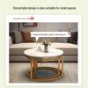 Modern Minimalist Round Coffee Table Set with Stone Pattern and Iron Art Storage