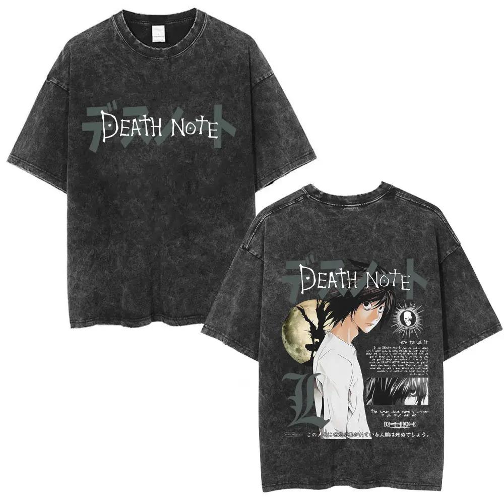 

Vintage Washed Death Note Misa Amane Graphic TShirt Unisex Casual Cotton Loose Tee Mens s Manga Retro Streetwear S