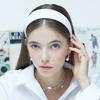 Check Glitter Tweed Headband _ White