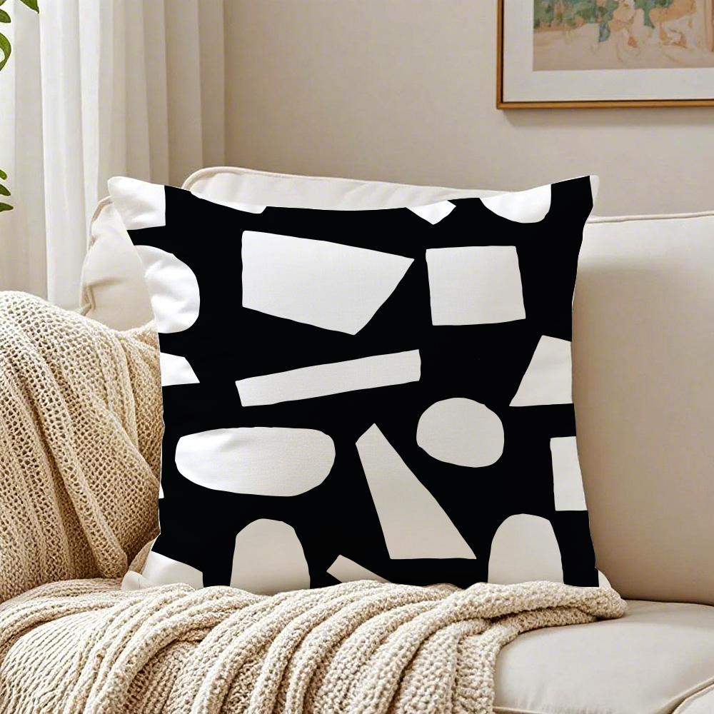 Black And White Abstract Print Cushion Cover Pillowcase Antidustmite Living Room Sofa Decor Cushion Room