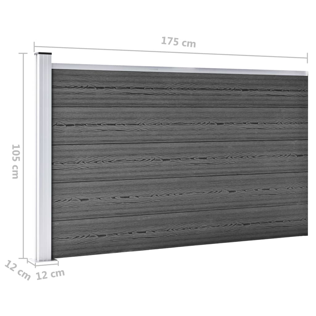 WPC Fence Panel Set 353 X 105 Cm Black