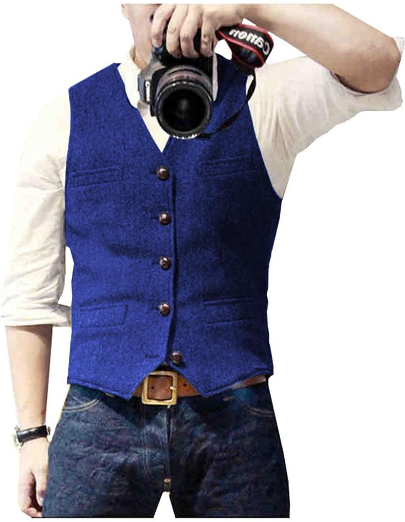 Chaleco de Hombre Espiga Estilo Británico Casual de Negocios Ligero