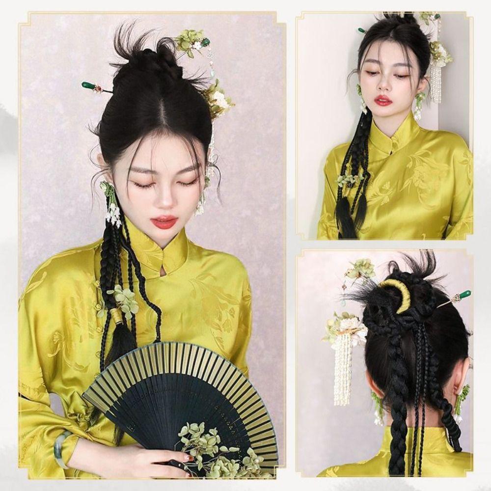 Band Hair Ring Retro Hairpieces Boxing Braids Wig Synthetic Braided Ponytail Long Braiding Braid