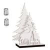 Christmas Tree Tabletop Wooden Decor with Colorful Lights , Holiday Desk Ornament for Festive Display