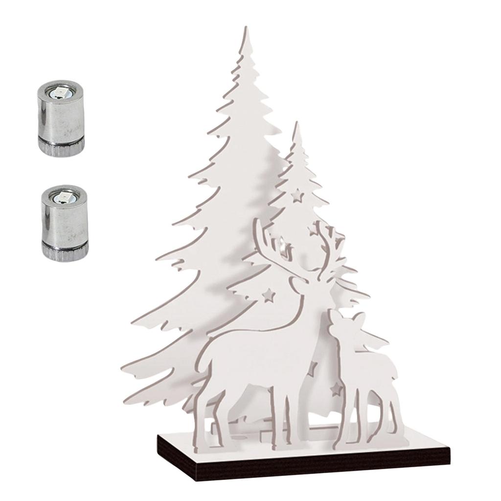 Christmas Tree Tabletop Wooden Decor with Colorful Lights , Holiday Desk Ornament for Festive Display