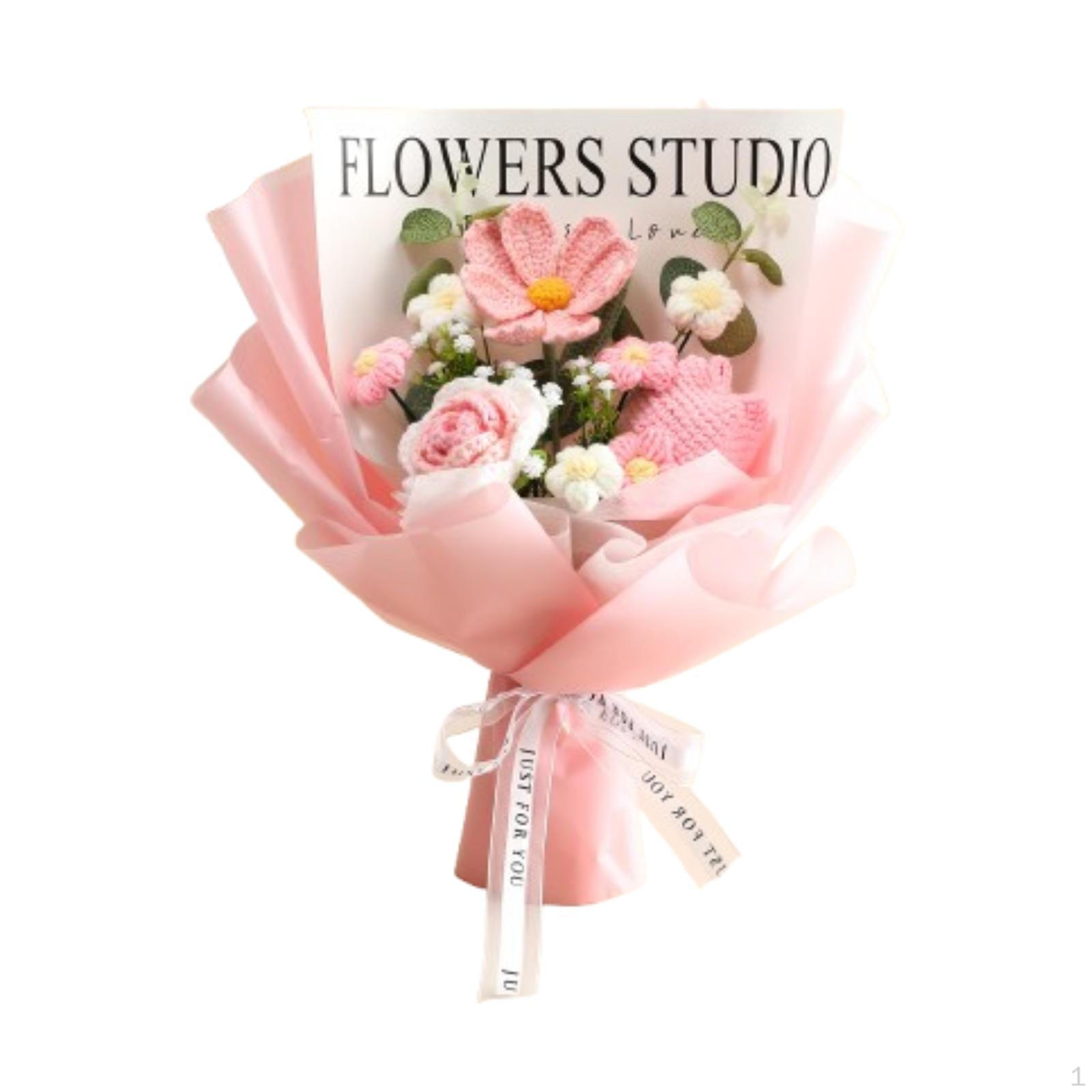 

Букет крючком, вязаные искусственные цветы гесанг, декоративный завершенный подарок на день матери