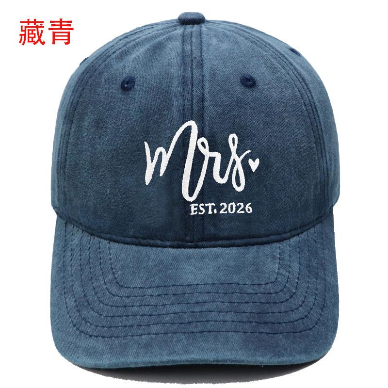 Popular Mr. Mrs. Embroidered Baseball Cap Washed Retro Male and Female Couples Casual Outdoor Sun Hat