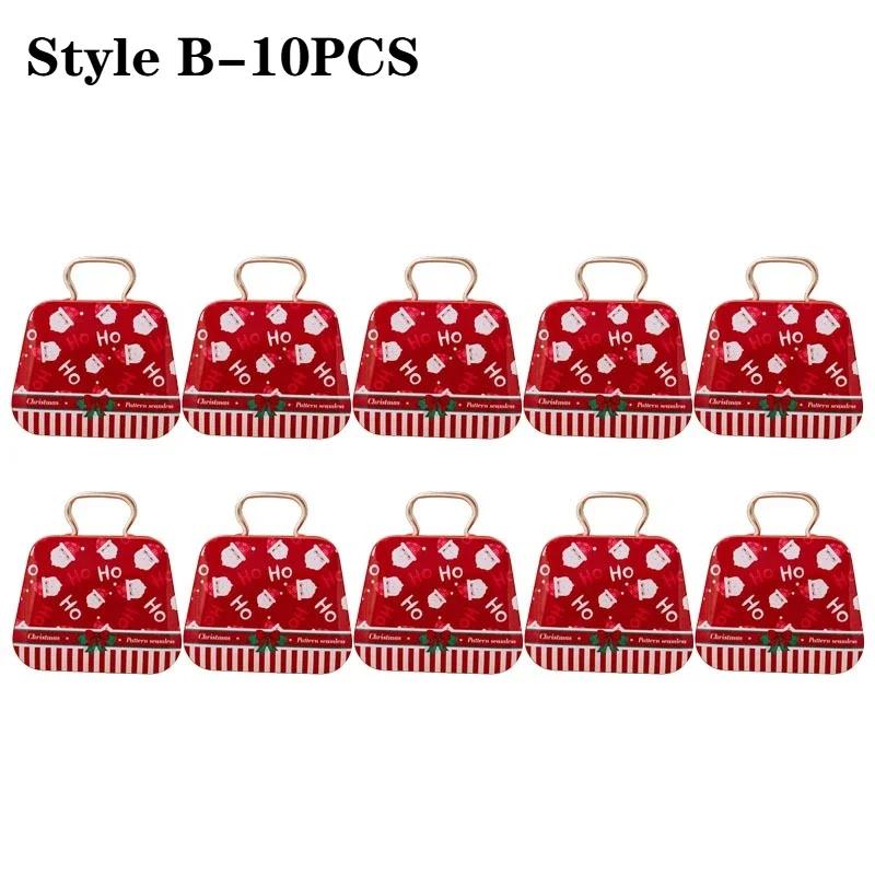 1-10PCS Tinplate Christmas Gift Box Handbag Shape Mini Candy Container Festive Party Favor Box Holiday Home Office Decoration