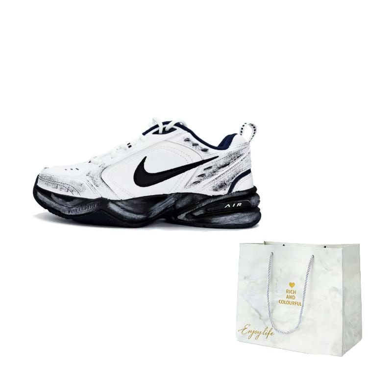 

Nike Air Monarch 4 Utopia Leather Abrasion Resistant Low top Chunky Sneakers Unisex Black White 415445-102() 44