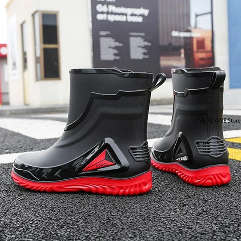Fashionable Rain Boots for Men, New Style, Short and Mid-length Rain Boots, Non-slip Work Rubber Shoes, Outdoor Fishing Shoes