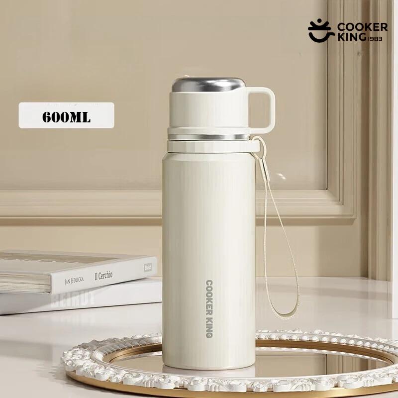 

COOKER KING 600/800ML Large Capacity Insulated Water Bottle Made of 316 Stainless Steel+PP with A Pattern.thermos Water Bottle 600 800ML