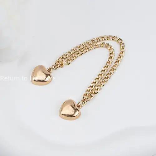Multi-Function Magnetic Clothing Clip with Chain Metal Buttons Clip Clothes Scarf Trouser Legs Cuff Fixing Magnet Pin