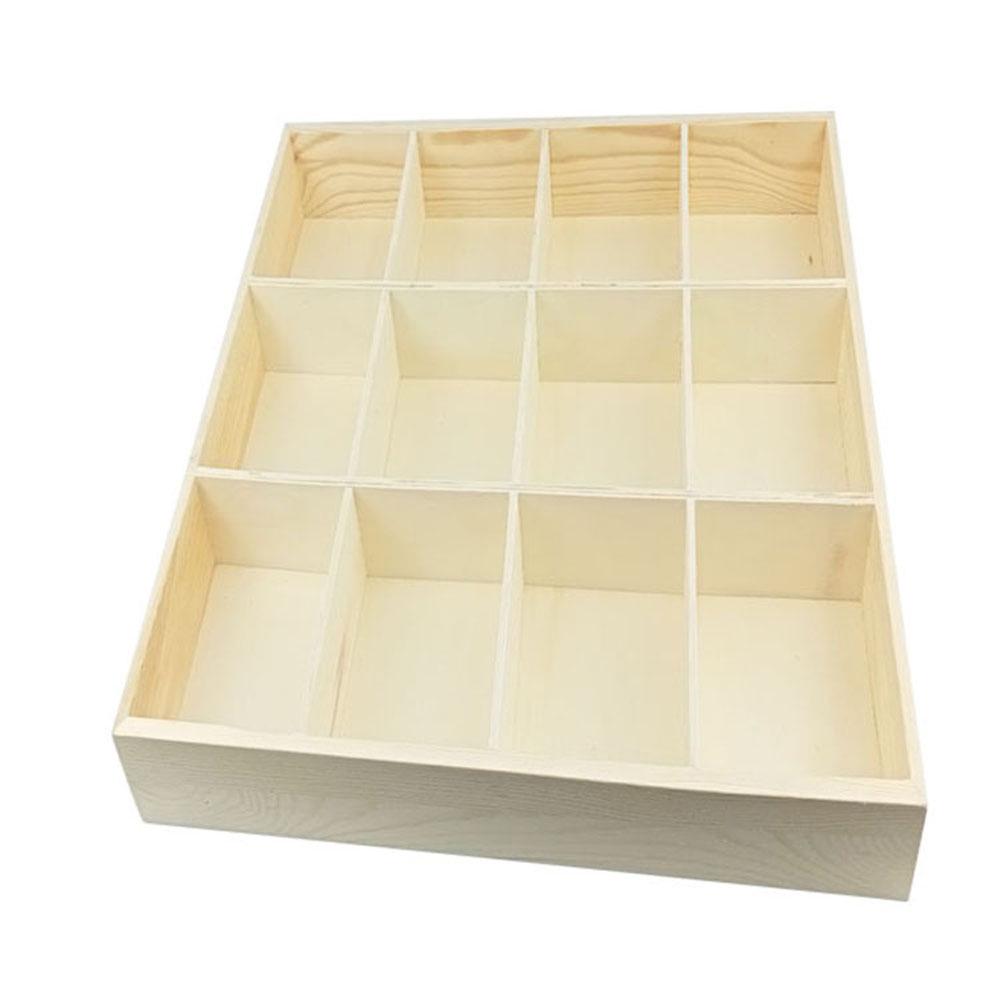 Multi-Grid Wooden Desktop Storage Tray