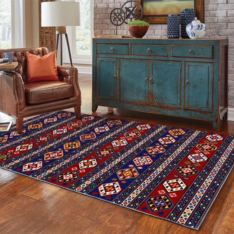 Ethnic Style Non-Slip Floor Mat - Dustproof, Stain & Wear Resistant for Hallway, Living Room, Bedroom, Entrance, Study; Easy Care.