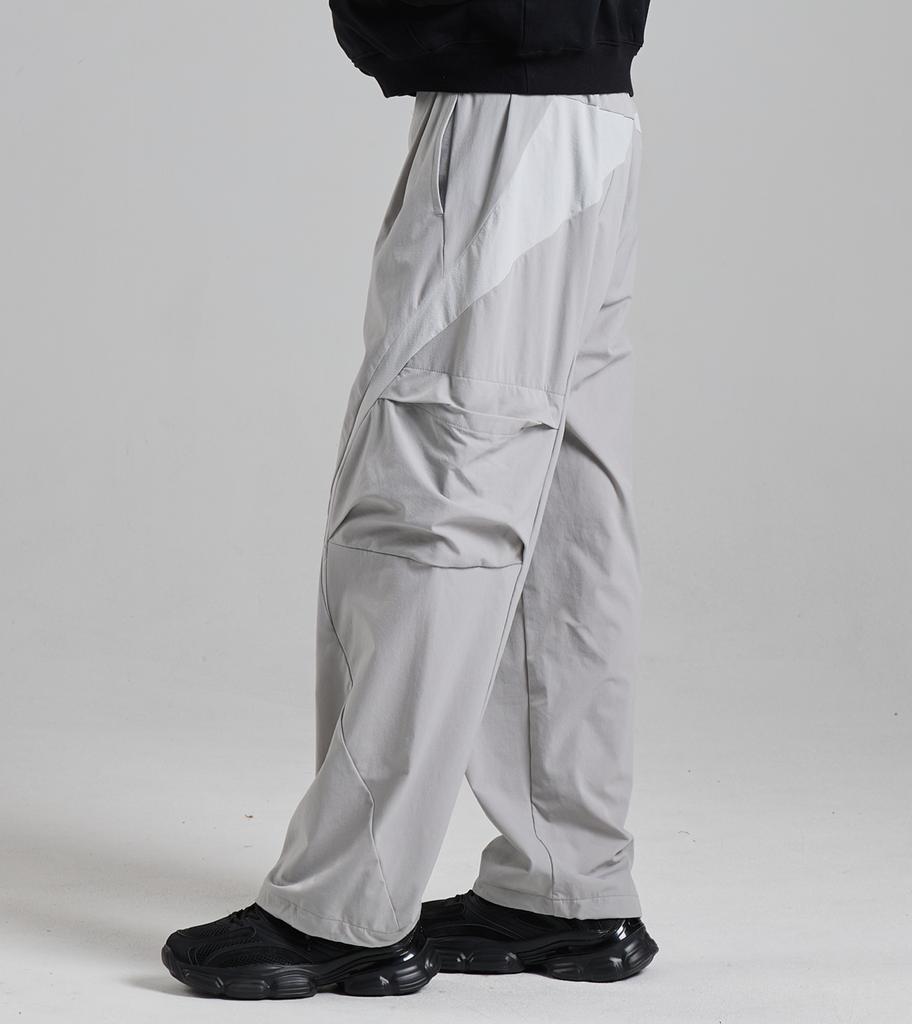 Beoteunseoul Arc Curved Cargo Pocket String Pants (Grey)