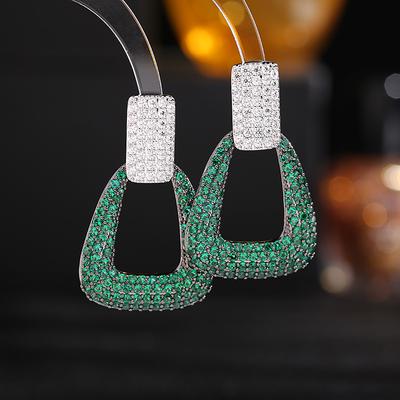 SUYU Autumn New Geometric Design Inlaid With Cubic Zirconia Exaggerate Atmosphere And Fashion Style Earrings