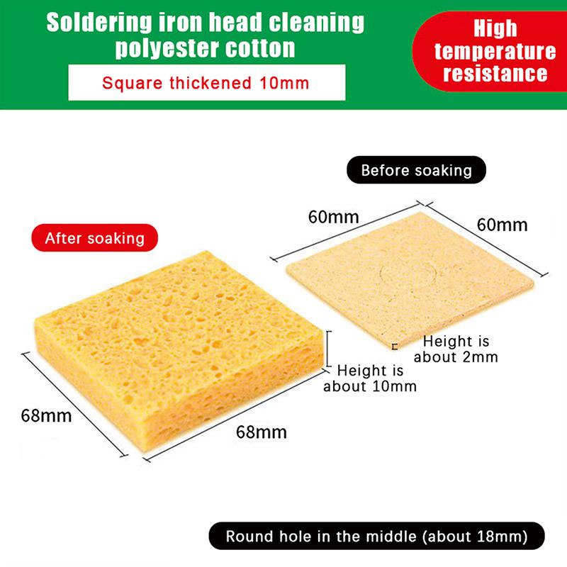5Pcs Desoldering Soldering Iron Accessories 6*6CM Soldering Yellow Clean Sponge Solder Tip Cleaning Sponges Cleaner Pads