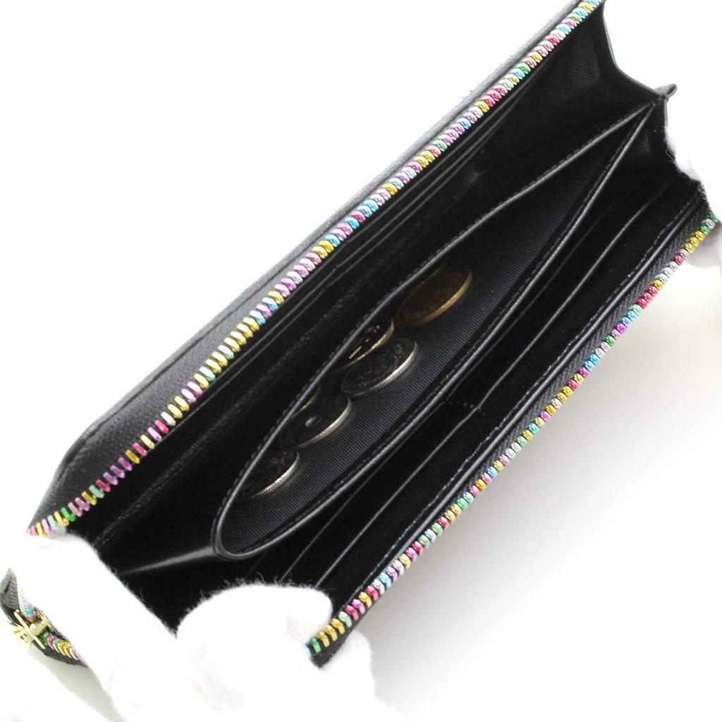 [Revetta] Stingray Leather Long Wallet, YKK MIX Color L-shaped Zipper, Galusha Stingray Black, Men's and Women's Genuine Leather [164-1stw]