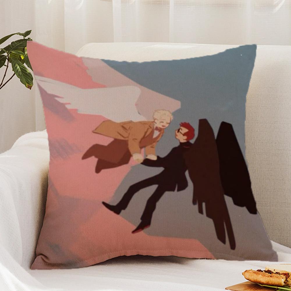 Tv G-Good O-Omens Cushion Cover Premium Comfort Reversible Pillow Cover - Dual - Use Design for Home & Car