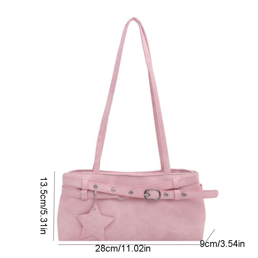 Star Pendant Y2K Shoulder Bag With Metal Buckle Belt Underarm Bag Fashion Women Handbag Women