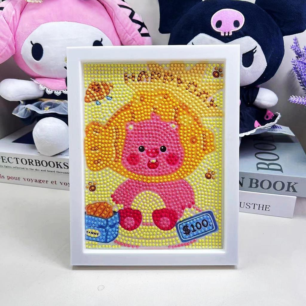 Cartoon Diamond Painting Children's Handmade Diy Diamond Stickers Bedroom Living Room Decorative Painting Masonry Painting with Photo Frame.