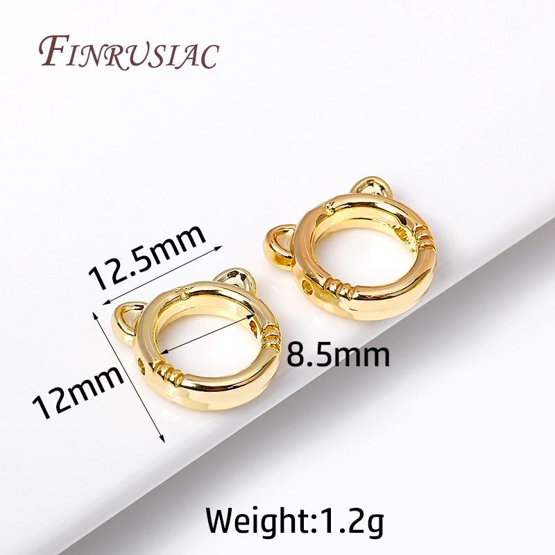 Brass Metal Through Hole Bead Frame Circle 18K Gold Plated Cat/Rabbit Shape Frame For Beads Spacer Connectors DIY Jewelry Making