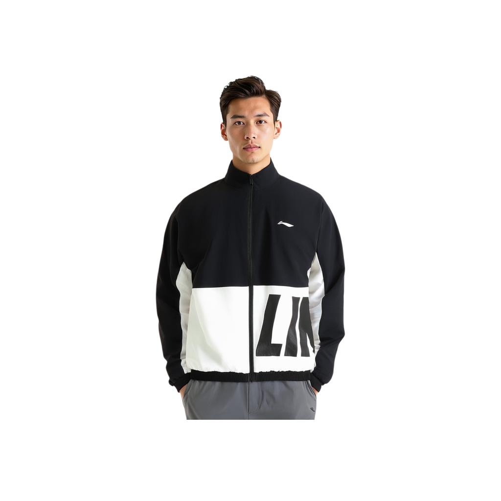 Li Ning Sports Fashion Series Color Block Logo Loose Jacket Autumn Unisex Jacket Black White AJDR484-3