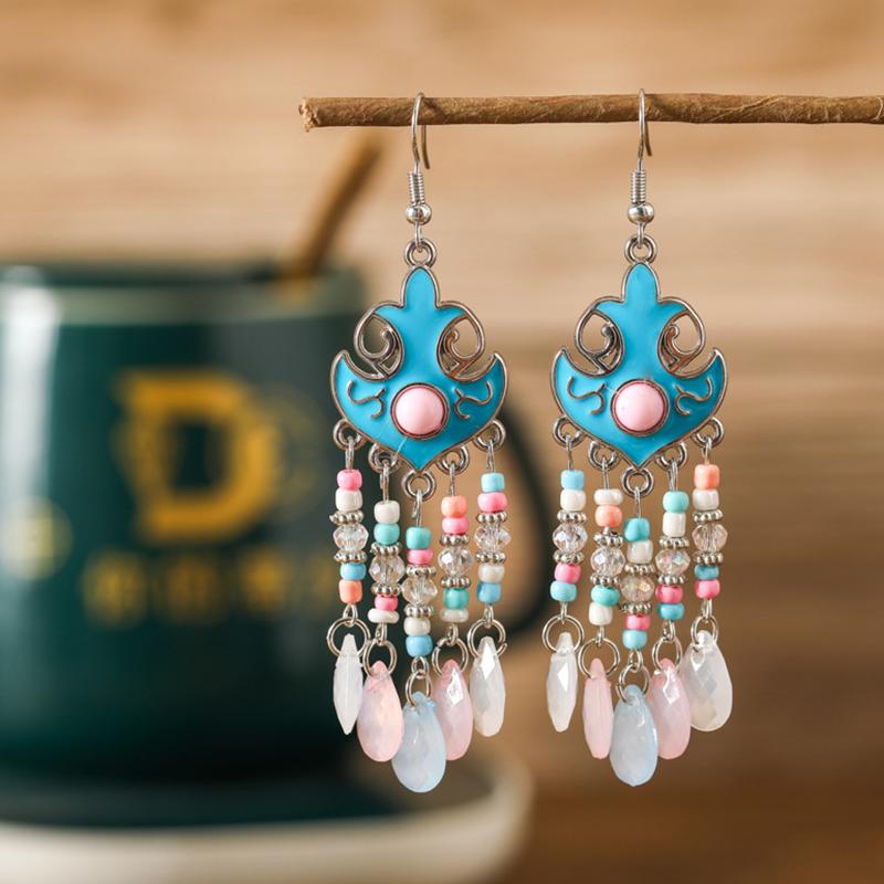 

Vintage Artistic Style Unique Water Drop Earrings for Women Elegant Handmade Temperament Earrings Bohemian Female Jewelry