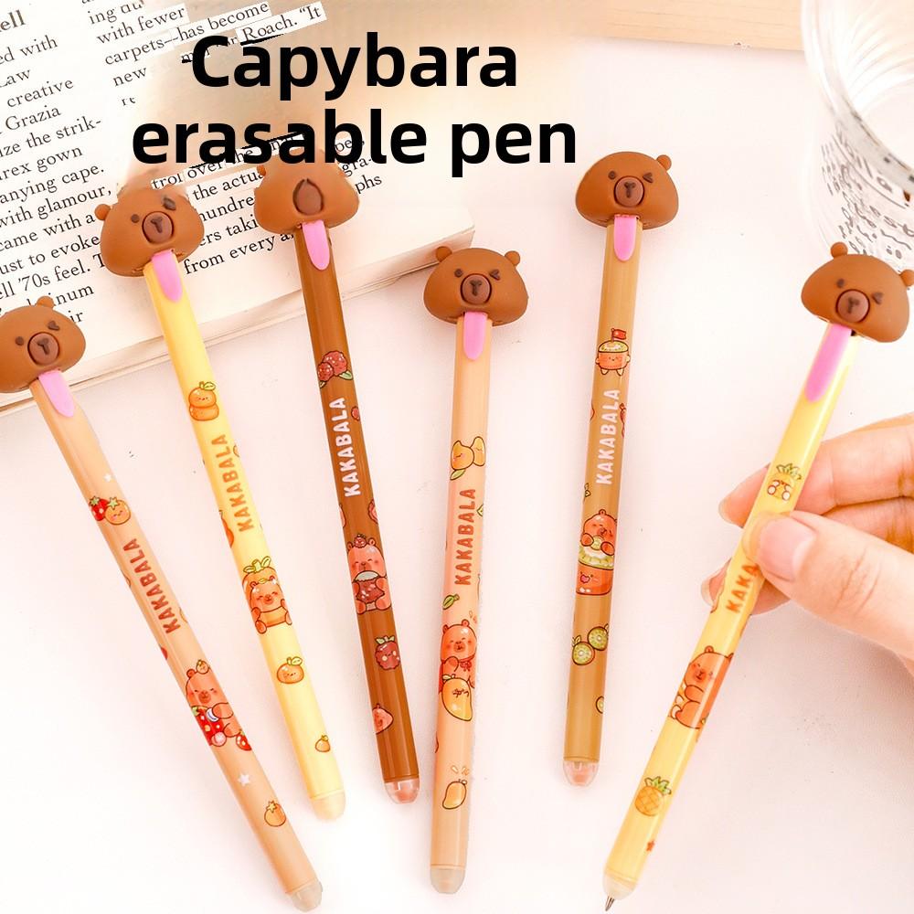 Cute Capybara Erasable Ballpoint Pen, Student Cartoon Magic Eraser Water Pen, High-Aesthetic Capybara Writing Stationery