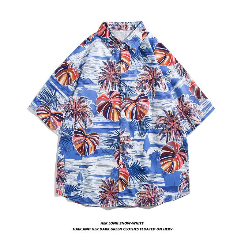 Men's Hawaiian Shirt Lapel Button Fashion Printing Short Sleeve Flower Shirt Retro  Summer Holiday Beach Shirt