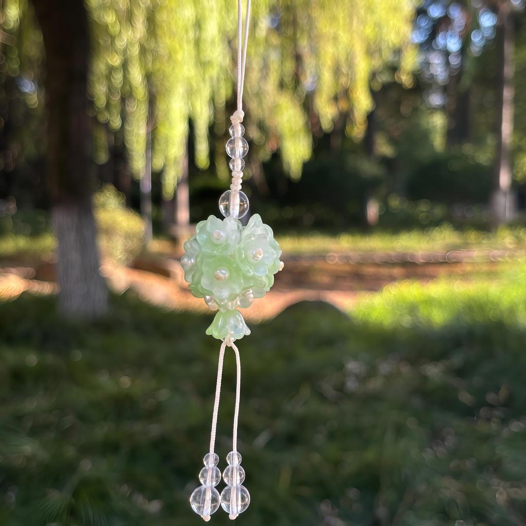 Hydrangea Lily Beaded Phone Charm Keychain
