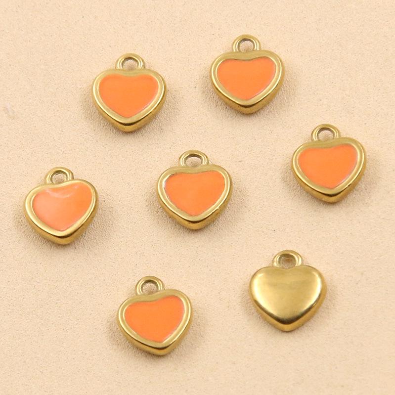 11 Color 5x6mm Stainless Steel Enamel Heart Charms Pendants